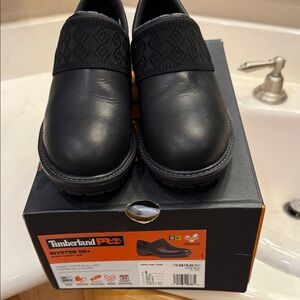 Timberland PRO Safety Toe Black Leather Slip-Ons
